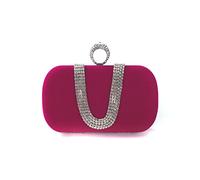 CORIOS Damen Abendtasche Samt Clutch Tasche Glitter Strass Handtasche Glänzend Schultertasche Kette Tasche Elegante Umhängetasche Shining Portemonnaie für Cocktail Party Abendparty Tanzparty Rosa