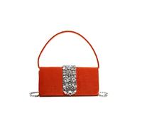CORIOS Damen Abendtasche Strass Clutch Tasche Shiny Diamant Schultertasche Hochzeit Brautbörse Handtasche Elegante Klein Tasche Kette Umhängetasche Orange