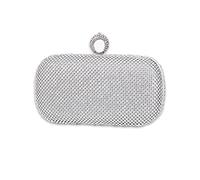 CORIOS Damen Abendtasche Strass Handtasche Damen Glitzer Clutch Strasssteine Schultertasche Braut Handtasche Abnehmbarer Kette Umhängetasche Klein Tasche für Hochzeit Abendparty Tanzparty Silber