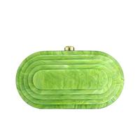 CORIOS Damen Acryl Clutch Abendtasche Moderne Ovale Handtasche mit Marmorierter Wirbelmuster Elegante Schultertasche Umhängetasche mit Abnehmbare Kette für Abschlussball Bankett-Party Grün