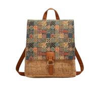 CORIOS Damen Bohemian Rucksack Schulranzen aus Kork Schulrucksack mit Ethnischer Geometrischer Druck Mädchen Schultaschen Beiläufig Daypacks Retro Schultasche Handtasche für Alltag Reise Olivgrün
