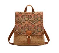 CORIOS Damen Bohemian Rucksack Schulranzen aus Kork Schulrucksack mit Ethnischer Geometrischer Druck Mädchen Schultaschen Beiläufig Daypacks Retro Schultasche Handtasche für Alltag Reise Karamell