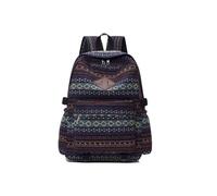 CORIOS Damen Bohemian Rucksack Schulrucksack mit Ethnischem Muster Canvas Schulranzen Laptoprucksack Boho Stil Handtasche Schultasche Mädchen Schultaschen Beiläufig Daypacks Dunkelblau