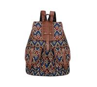CORIOS Damen Bohemian Rucksack Schulrucksack mit Ethnischer Geometrischer Druck Polyester mit Kordelverschluss Beiläufig Daypacks Mädchen Schultaschen Mehrfarbig B 30x15x40 cm
