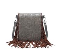 CORIOS Damen Boho Schultertasche Umhängetasche mit Ethnischem Geometrischem Muster Fransen Handtasche Baumwoll Leinen Henkeltasche Sommer Strand Tasche Böhmische Quasten Tragetasche Grau