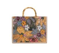 CORIOS Damen Boho Stil Handtasche Schultertasche aus PP Stroh und Leinen Henkeltaschen mit Paillettenstickerei Ethnische Tote Beutel Sommer Strand Tasche Bunte Gestrickte Tasche Orange
