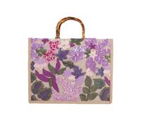 CORIOS Damen Boho Stil Handtasche Schultertasche aus PP Stroh und Leinen Henkeltaschen mit Paillettenstickerei Ethnische Tote Beutel Sommer Strand Tasche Bunte Gestrickte Tasche Violett