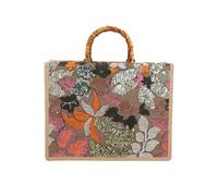 CORIOS Damen Boho Stil Handtasche Schultertasche aus PP Stroh und Leinen Henkeltaschen mit Paillettenstickerei Ethnische Tote Beutel Sommer Strand Tasche Bunte Gestrickte Tasche Grün