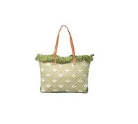 CORIOS Damen Canvas Handtasche Böhmische Tote Beutel Sommer Strand Tasche Quasten Schultertasche Große Henkeltaschen Bunte Gestrickte Tasche für Reise Urlaub Strand Täglicher Gebrauch Hellgrün
