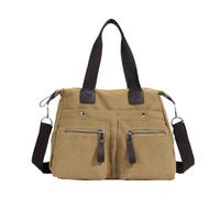 CORIOS Damen Canvas Handtasche Casual Schultertasche Große Kapazität Umhängetasche Mode Tragetasche Tote Beutel Multifunktionale Henkeltaschen für Arbeit Reise Shopper Alltag Khaki