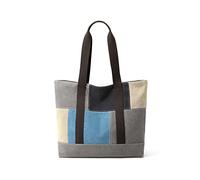 CORIOS Damen Canvas Handtasche Patchwork Henkeltasche Casual Tragetasche Große Kapazität Tote Beutel Multifunktionale Schultertasche Vintage Henkeltaschen für Schule Arbeit Shopper Reise Blau