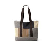 CORIOS Damen Canvas Handtasche Patchwork Henkeltasche Casual Tragetasche Große Kapazität Tote Beutel Multifunktionale Schultertasche Vintage Henkeltaschen für Schule Arbeit Shopper Reise Braun