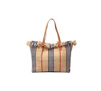 CORIOS Damen Canvas Handtasche Sommer Strand Tasche Große Schultertasche Böhmische Tote Beutel Bunte Gestrickte Tasche Casual Henkeltaschen für Reise Urlaub Strand Khaki und Schwarz Gestreift