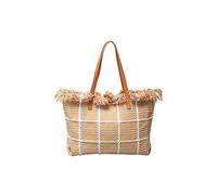 CORIOS Damen Canvas Handtasche Sommer Strand Tasche Große Schultertasche Böhmische Tote Beutel Bunte Gestrickte Tasche Casual Henkeltaschen für Reise Urlaub Strand Täglicher Gebrauch Khaki Karo