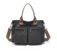 CORIOS Damen Canvas Schultertasche Casual Handtasche Große Kapazität Umhängetasche Mode Tragetasche Tote Beutel Multifunktionale Arbeit Reise Shopper Alltag Henkeltaschen Schwarz