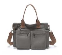 CORIOS Damen Canvas Schultertasche Casual Handtasche Große Kapazität Umhängetasche Mode Tragetasche Tote Beutel Multifunktionale Arbeit Reise Shopper Alltag Henkeltaschen Grau