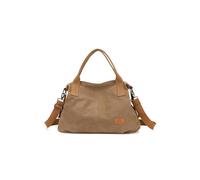 CORIOS Damen Canvas Schultertasche Große Kapazität Umhängetasche Casual Handtasche Leichtgewicht Tote Beutel Multifunktionale Tragetasche Reise Shopper Arbeit Henkeltaschen Kaffee