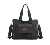 CORIOS Damen Canvas Umhängetasche Große Kapazität Schultertasche Handtasche Multifunktionale Tote Beutel Casual Henkeltaschen Arbeit Schule Shopper Reise Tragetasche Schwarz