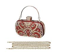 CORIOS Damen Clutch Diamant Strass Abendtasche Glitzer Handtasche Kleine Umhängetasche Abnehmbarer Kette Tasche Elegante Schultertasche für Hochzeit Party Abschlussball Rot