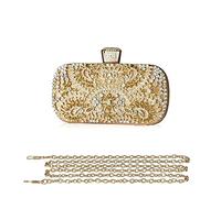 CORIOS Damen Clutch Diamant Strass Abendtasche Glitzer Handtasche Kleine Umhängetasche Abnehmbarer Kette Tasche Elegante Schultertasche für Hochzeit Party Abschlussball Gold
