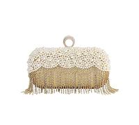 CORIOS Damen Clutch Perlen Strass Fransen Abendtasche Braut Handtasche Abnehmbarer Kette Umhängetasche Elegant Schultertasche für Hochzeit Abendparty Geburtstag Tanzparty Bankett Gold