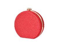 CORIOS Damen Clutch Rund Abendtasche Elegant Handtasche Abnehmbarer Kette Schultertasche Luxus Portemonnaie Tasche Brauttasche Messenger Bag für Hochzeit Abendparty Tanzparty Bankett Rot