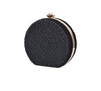 CORIOS Damen Clutch Rund Abendtasche Elegant Handtasche Abnehmbarer Kette Schultertasche Luxus Portemonnaie Tasche Brauttasche Messenger Bag für Hochzeit Abendparty Tanzparty Bankett Schwarz