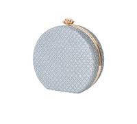 CORIOS Damen Clutch Rund Abendtasche Elegant Handtasche Abnehmbarer Kette Schultertasche Luxus Portemonnaie Tasche Brauttasche Messenger Bag für Hochzeit Abendparty Tanzparty Bankett Silber