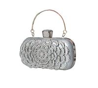 CORIOS Damen Clutch Strass Abendtasche Glitzer Diamant Handtasche Abnehmbarer Kette Tasche Elegante Schultertasche Kleine Umhängetasche für Hochzeit Party Abschlussball Silber
