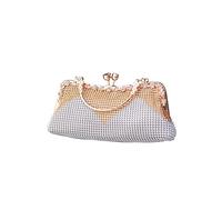 CORIOS Damen-Clutch Strasssteine Abendtasche Strass Handtasche Diamant Schultertasche Klein Tasche Elegante Umhängetasche für Hochzeit Abschlussball Bankett-Party Silber
