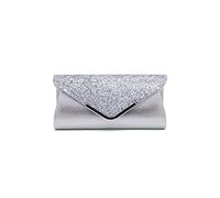 CORIOS Damen Clutch Tasche Envelope Abendtasche Pailletten Henkeltasche Glitzer Hochzeit Brautbörse Glänzend Umhängetasche Elegante Schultertasche für Hochzeit Abschlussball Bankett-Party Silber
