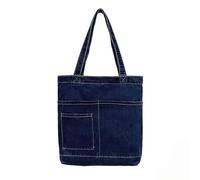 CORIOS Damen Denim Handtasche Jeans Schultertasche Große Kapazität Tragetasche Modischer Druckmuster Tote Beutel Unterarmtasche Multifunktionale Einkaufen Arbeiten Reisen Henkeltasche Dunkelblau A