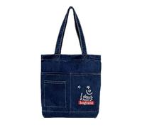 CORIOS Damen Denim Handtasche Jeans Schultertasche Große Kapazität Tragetasche Modischer Druckmuster Tote Beutel Unterarmtasche Multifunktionale Einkaufen Arbeiten Reisen Henkeltasche Dunkelblau