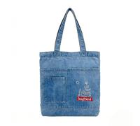 CORIOS Damen Denim Handtasche Jeans Schultertasche Große Kapazität Tragetasche Modischer Druckmuster Tote Beutel Unterarmtasche Multifunktionale Alltag Einkaufen Arbeiten Reisen Henkeltasche Hellblau
