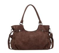 CORIOS Damen Elegant Handtasche Kordelzug Schultertasche PU Leder Umhängetasche Einzigartig Tragetasche Mode Henkeltaschen Tote Beutel für Alltag Büro Schulausflug Braun