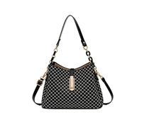 CORIOS Damen Elegant Handtasche PU Leder Schultertasche Umhängetasche Eimer Tasche mit Edlem Rautenmuster Klein Tragetasche Retro Henkeltaschen Reisen Einkaufen Arbeit Tote Beutel Schwarz
