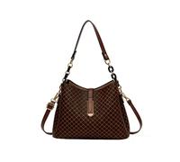 CORIOS Damen Elegant Handtasche PU Leder Schultertasche Umhängetasche Eimer Tasche mit Edlem Rautenmuster Klein Henkeltasche Tragetasche Retro Henkeltaschen Reisen Einkaufen Arbeit Tote Beutel Kaffee