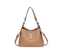 CORIOS Damen Elegant Handtasche PU Leder Schultertasche Umhängetasche Eimer Tasche mit Edlem Rautenmuster Klein Tragetasche Retro Henkeltaschen Reisen Einkaufen Arbeit Tote Beutel Erdiges Gelb