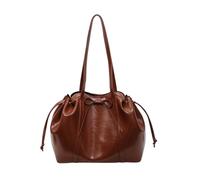 CORIOS Damen Elegant Handtasche PU Leder Schultertaschen Kordelzug Eimer Taschen Schleife Tote Beutel Große Kapazität Henkeltaschen Arbeiten Einkaufen Reisen Tragetasche Braun
