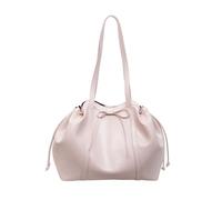 CORIOS Damen Elegant Handtasche PU Leder Schultertaschen Kordelzug Eimer Taschen Schleife Tote Beutel Große Kapazität Henkeltaschen Arbeiten Einkaufen Reisen Tragetasche Hellrosa