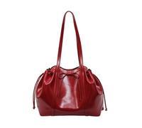 CORIOS Damen Elegant Handtasche PU Leder Schultertaschen Kordelzug Eimer Taschen Schleife Tote Beutel Große Kapazität Henkeltaschen Arbeiten Einkaufen Reisen Tragetasche Rot