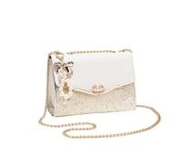 CORIOS Damen Elegant Schultertasche PU Leder Handtasche Pailletten Umhängetasche Mittel Kapazität Henkeltasche Tragetasche Mode Henkeltaschen Tote Beutel Weiß