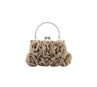 CORIOS Damen Elegante Abendtasche Blumen Clutch Tasche Handtasche mit Kette Kiss Lock Mini Rose Schultertasche Satin Umhängetasche für Hochzeit Bankett-Party Abschlussball Aprikose
