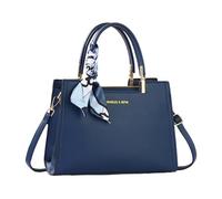 CORIOS Damen Elegante Handtasche PU Leder Umhängetasche Schultertasche mit Seidentuch Dekoration Mehrfach Tasche Tote Beutel Mode Henkeltaschen für Arbeit Schule Shopper Reise Saphirblau