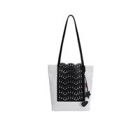 CORIOS Damen Ethnischer Stil Schultertasche Böhmische Tote Handtasche mit Lochmuster Große Kapazität Canvas Henkeltaschen Urlaub Reise Strand Shopper Tragetasche Schwarz
