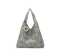 CORIOS Damen Ethnischer Stil Tote Handtasche Böhmische Schultertasche Große Kapazität Unterarmtasche Sommer Strand Tasche Polyester Tragetasche Henkeltaschen für Urlaub Reise Strand Shopper Weiß
