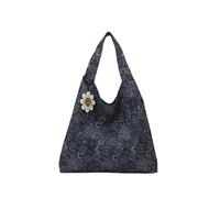 CORIOS Damen Ethnischer Stil Tote Handtasche Böhmische Schultertasche Große Kapazität Unterarmtasche Sommer Strand Tasche Polyester Tragetasche Henkeltaschen für Urlaub Reise Strand Shopper Blau