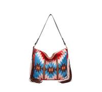 CORIOS Damen Fransen Handtasche Boho Schultertasche Böhmische Quasten Tragetasche Umhängetasche mit Ethnischem Geometrischem Muster Sommer Strand Tasche Canvas Henkeltasche Mehrfarbig G
