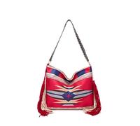 CORIOS Damen Fransen Handtasche Boho Schultertasche Böhmische Quasten Tragetasche Umhängetasche mit Ethnischem Geometrischem Muster Sommer Strand Tasche Canvas Henkeltasche Mehrfarbig F