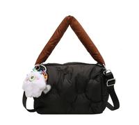 CORIOS Damen Gepolsterte Gesteppte Handtasche Puffer Schultertasche Stepptasche Umhängetasche Nylon Henkeltasche Stoffbeutel Elegant Tote Beutel Tragetasche Messenger-Tasche Boston Tasche Schwarz
